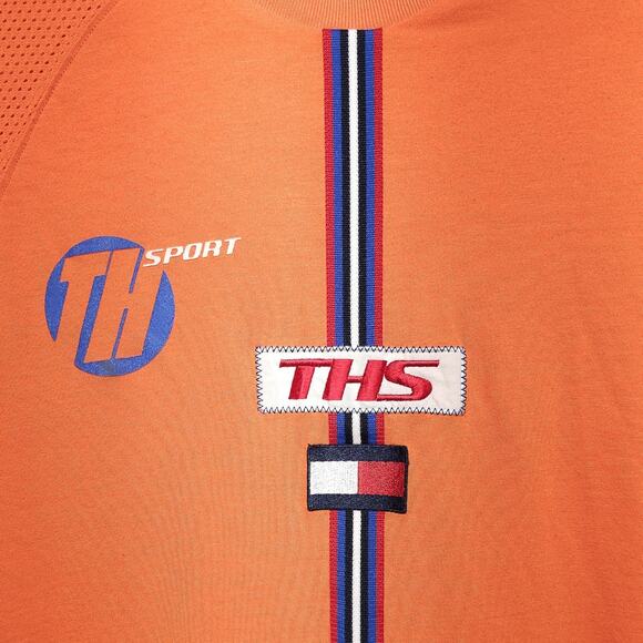 Vintage Tommy Jeans Tommy Sport Orange Blue T-Shirt Jersey 85 Adult M - Picture 2 of 9